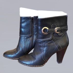 Sofft Black Ankle Boots with Gold Buckle